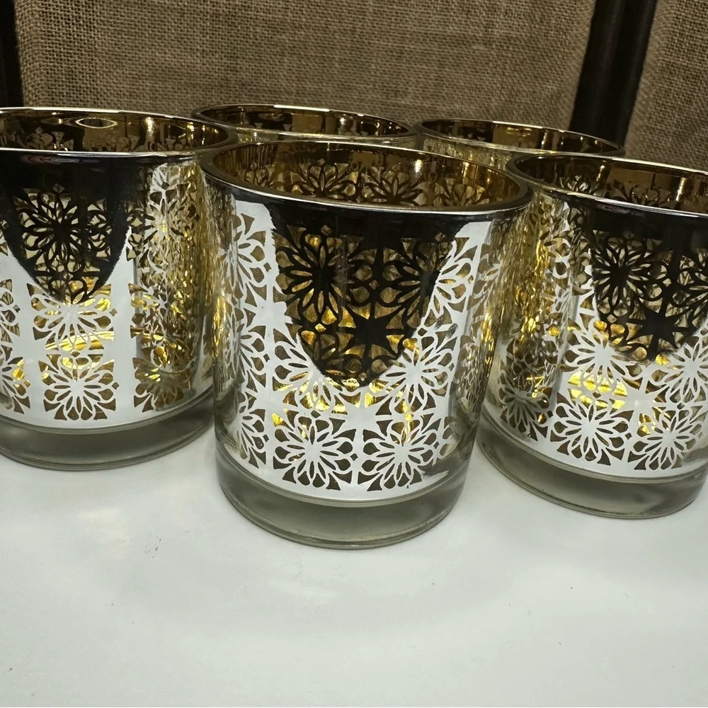 5 Crate and Barrel Raj Votive Gold/Silver
